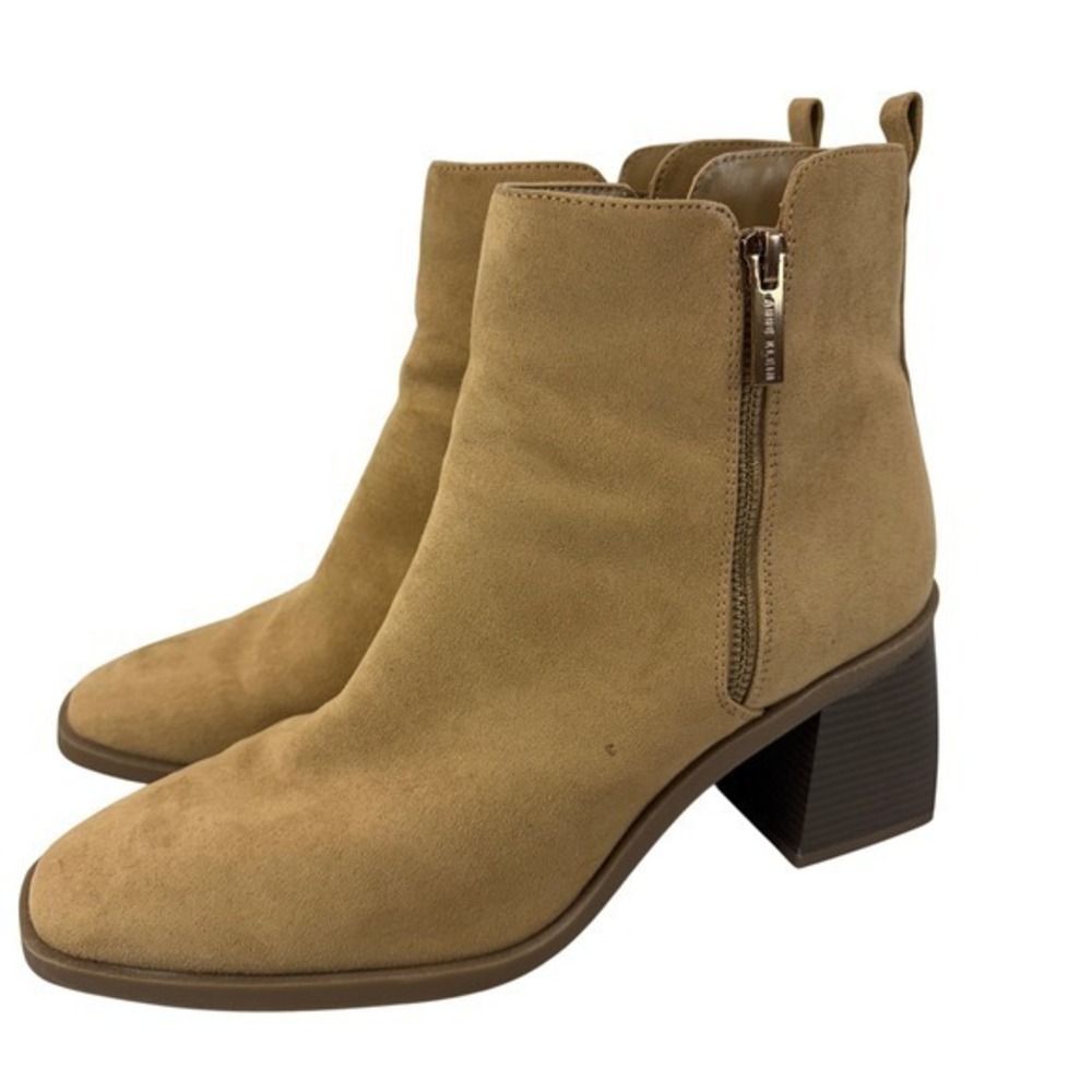 Anne Klein Women Size 10M Alexi Tan Suede Block Heel Side‎ Zip Ankle Boots